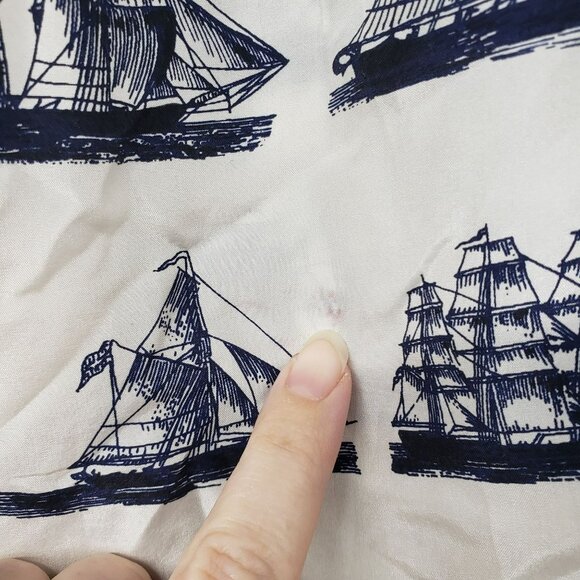 Vintage Whistles White Blue Nautical Sailboat Toile Print Silk Blouse Shorts Set - Picture 4 of 16